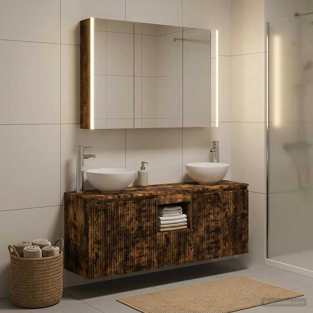 vidaXL Bathroom Cabinet Set 4 pcs Smoked Oak Engineered Wood 4