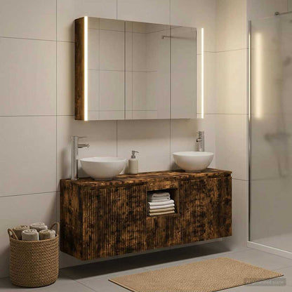 vidaXL Bathroom Cabinet Set 4 pcs Smoked Oak Engineered Wood 4