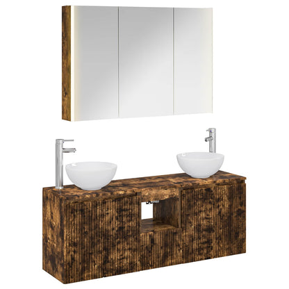 vidaXL Bathroom Cabinet Set 4 pcs Smoked Oak Engineered Wood 2