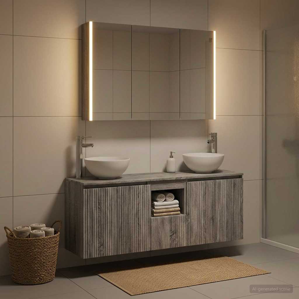 Bathroom Cabinet Set 4 pcs 103.5 x 15.5 x 70 cm Grey Sonoma