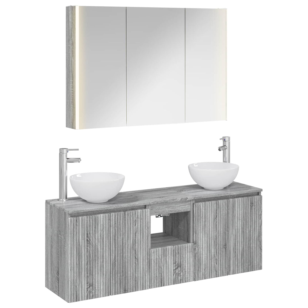 Bathroom Cabinet Set 4 pcs 103.5 x 15.5 x 70 cm Grey Sonoma
