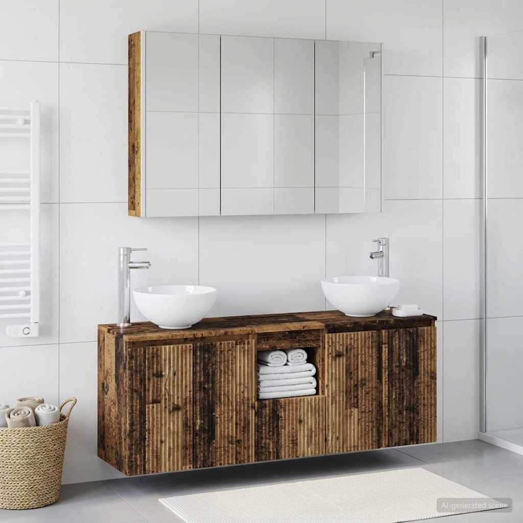 Bathroom Cabinet Set 4 pcs 103.5 x 15.5 x 70 cm Old wood