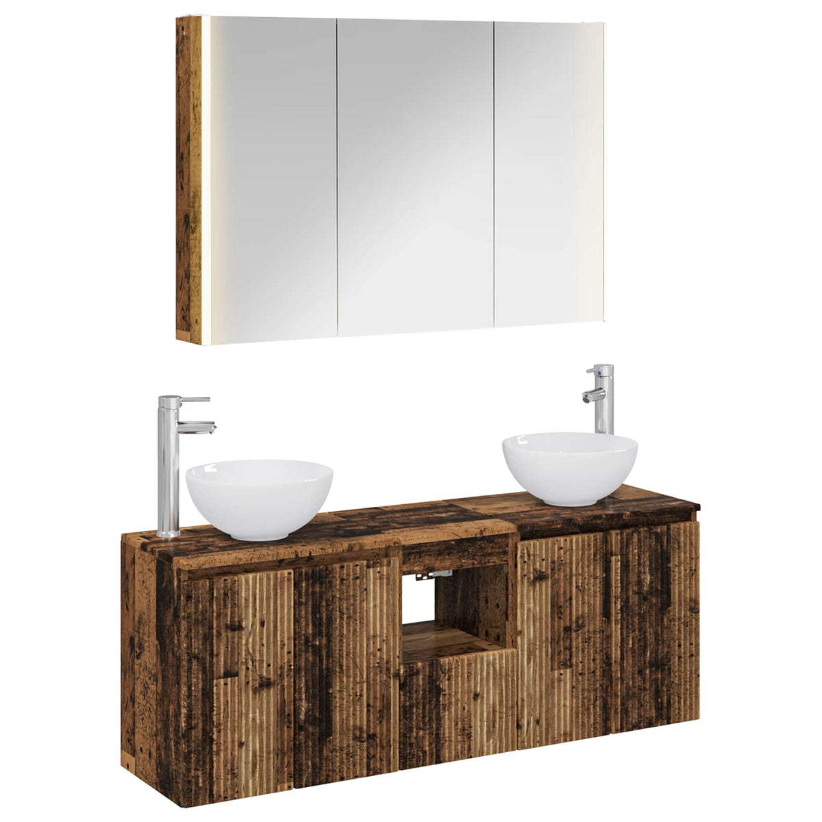 Bathroom Cabinet Set 4 pcs 103.5 x 15.5 x 70 cm Old wood