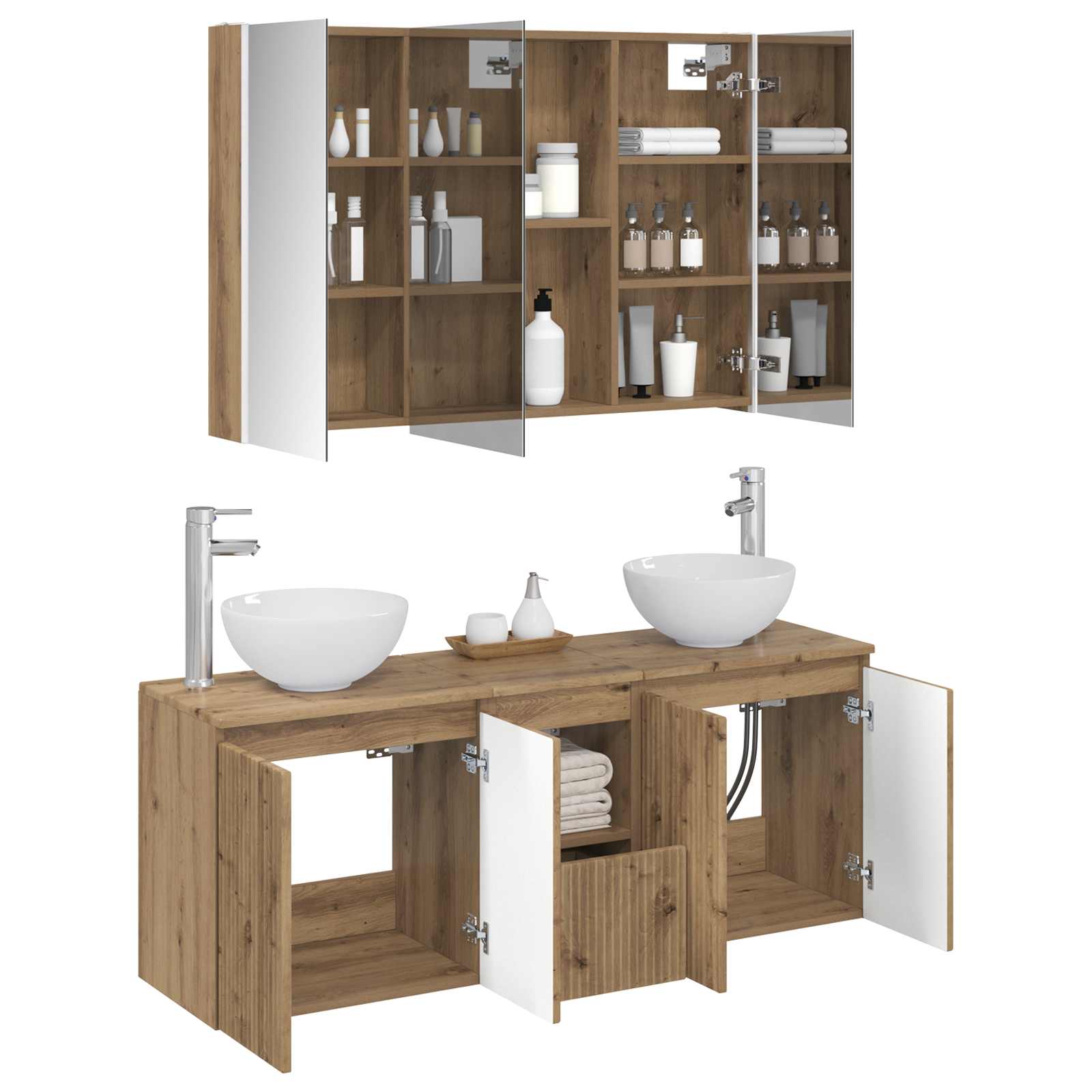 vidaXL Bathroom Cabinet Set 4 pcs Artisan Oak Engineered Wood 3