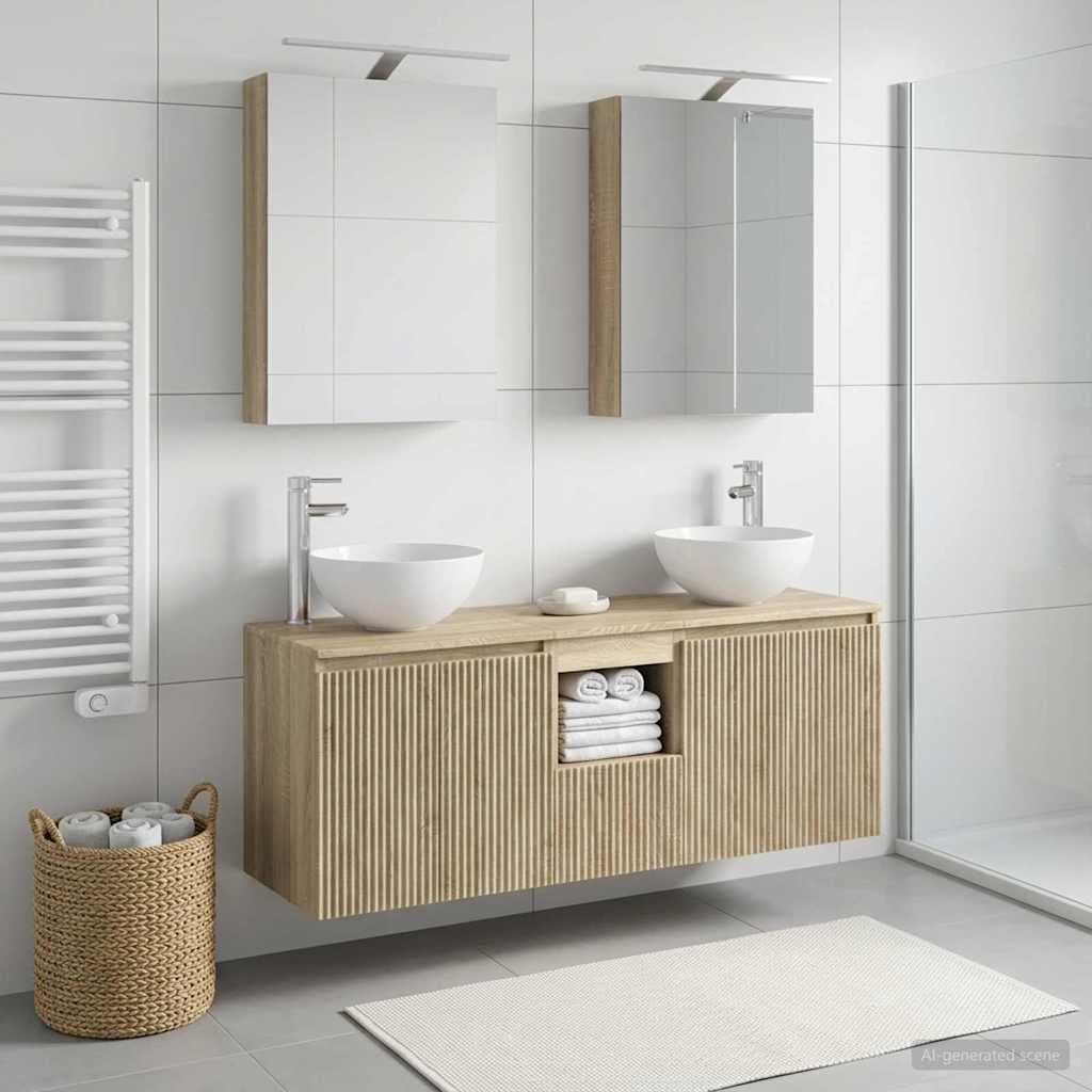 vidaXL Bathroom Cabinet Set 5 pcs Sonoma Oak Engineered Wood 4