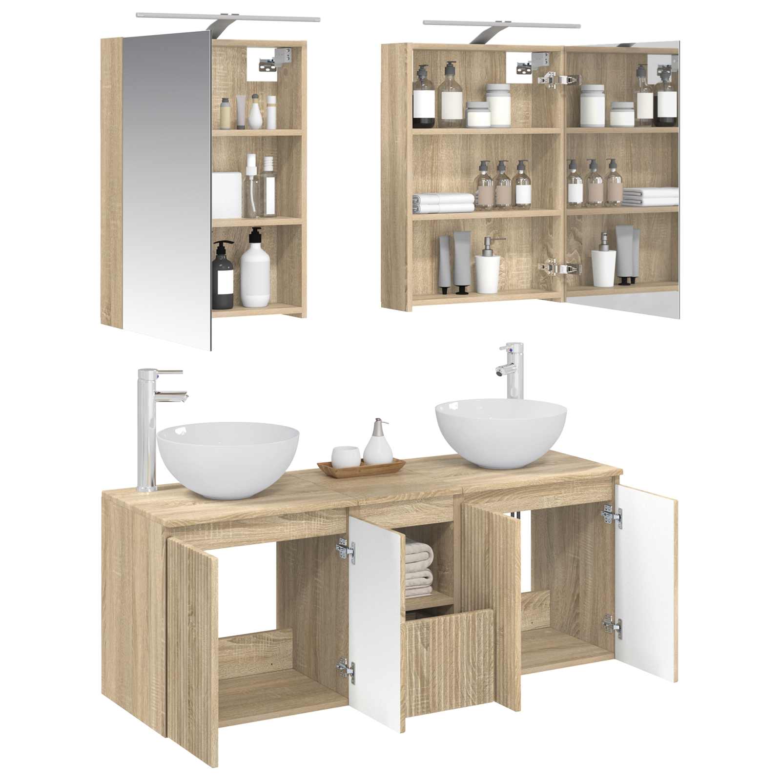 vidaXL Bathroom Cabinet Set 5 pcs Sonoma Oak Engineered Wood 3