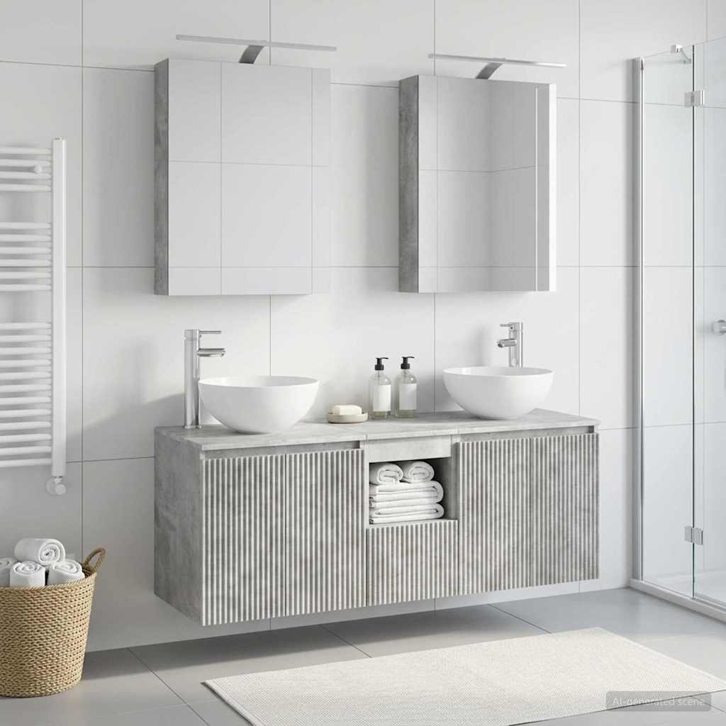 vidaXL Bathroom Cabinet Set 5 pcs Concrete Grey Engineered Wood 4