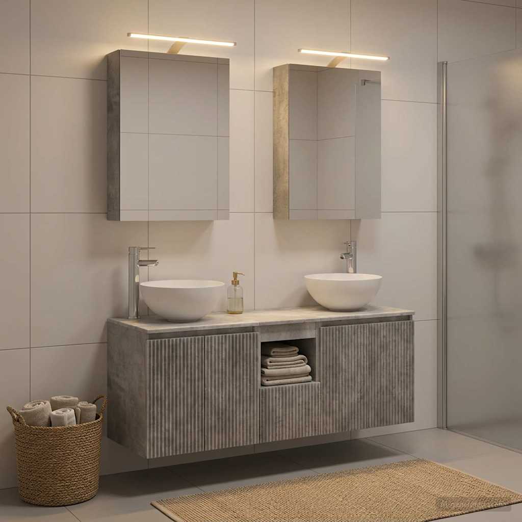 vidaXL Bathroom Cabinet Set 5 pcs Concrete Grey Engineered Wood 1