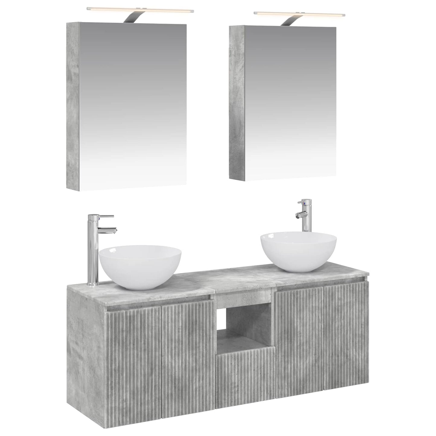 vidaXL Bathroom Cabinet Set 5 pcs Concrete Grey Engineered Wood 2