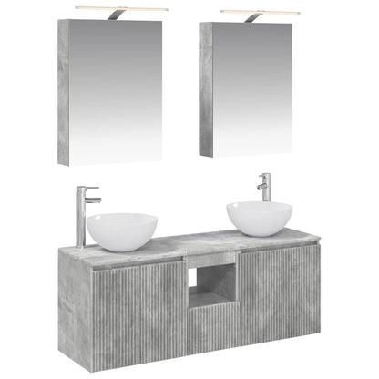 vidaXL Bathroom Cabinet Set 5 pcs Concrete Grey Engineered Wood 2