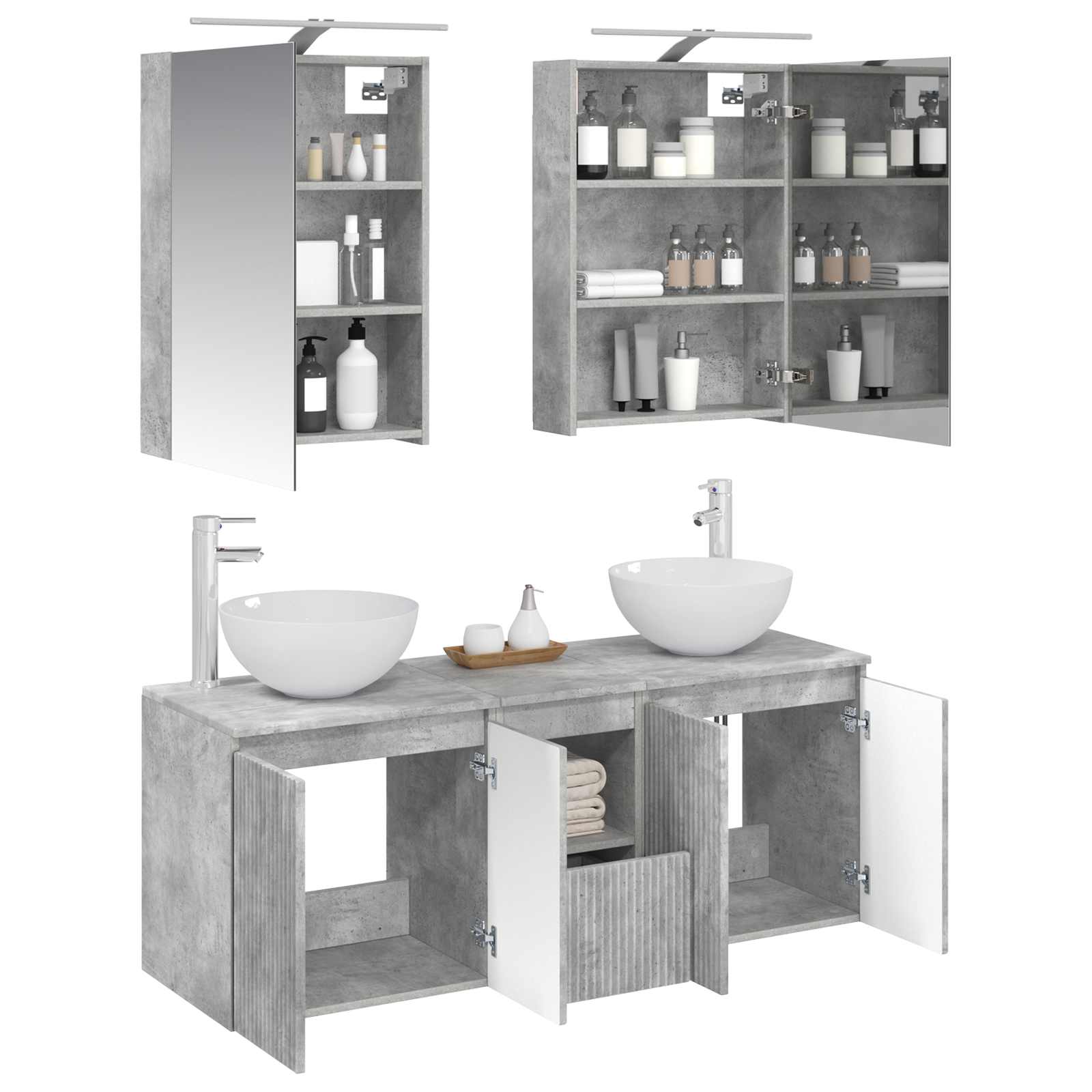 vidaXL Bathroom Cabinet Set 5 pcs Concrete Grey Engineered Wood 3