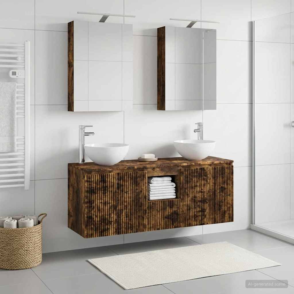 vidaXL Bathroom Cabinet Set 5 pcs Smoked Oak Engineered Wood 4