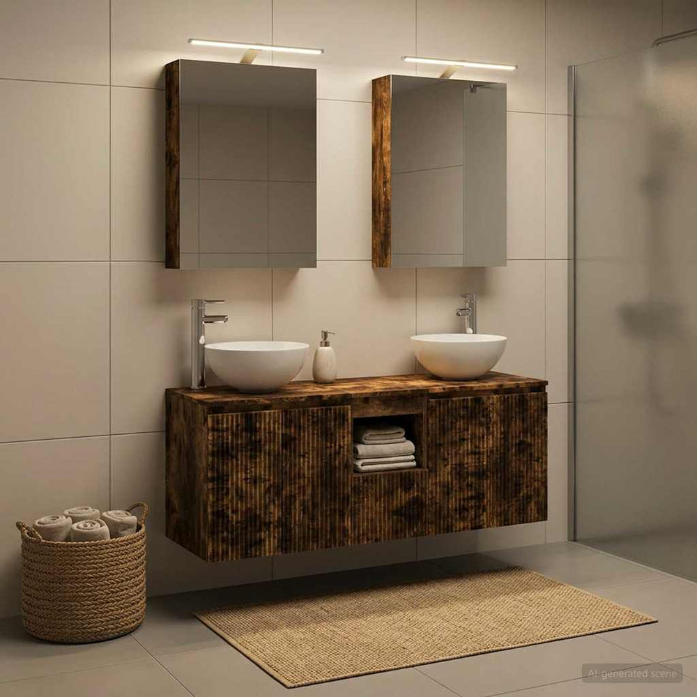vidaXL Bathroom Cabinet Set 5 pcs Smoked Oak Engineered Wood