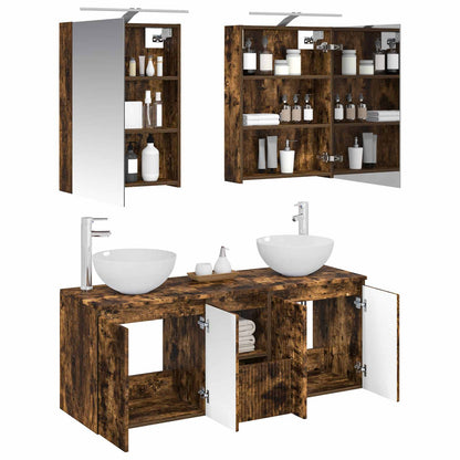 vidaXL Bathroom Cabinet Set 5 pcs Smoked Oak Engineered Wood 3