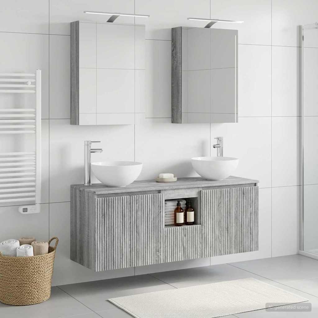 vidaXL Bathroom Cabinet Set 5 pcs Grey Sonoma Engineered Wood 1