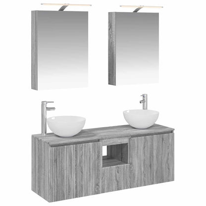 vidaXL Bathroom Cabinet Set 5 pcs Grey Sonoma Engineered Wood 2