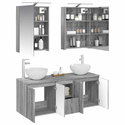 vidaXL Bathroom Cabinet Set 5 pcs Grey Sonoma Engineered Wood 3