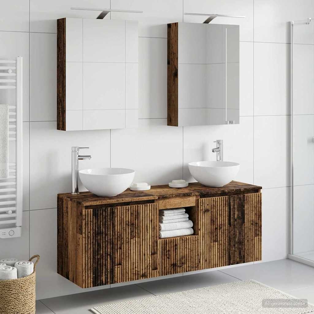 vidaXL Bathroom Cabinet Set 5 pcs Old Wood Engineered Wood 4