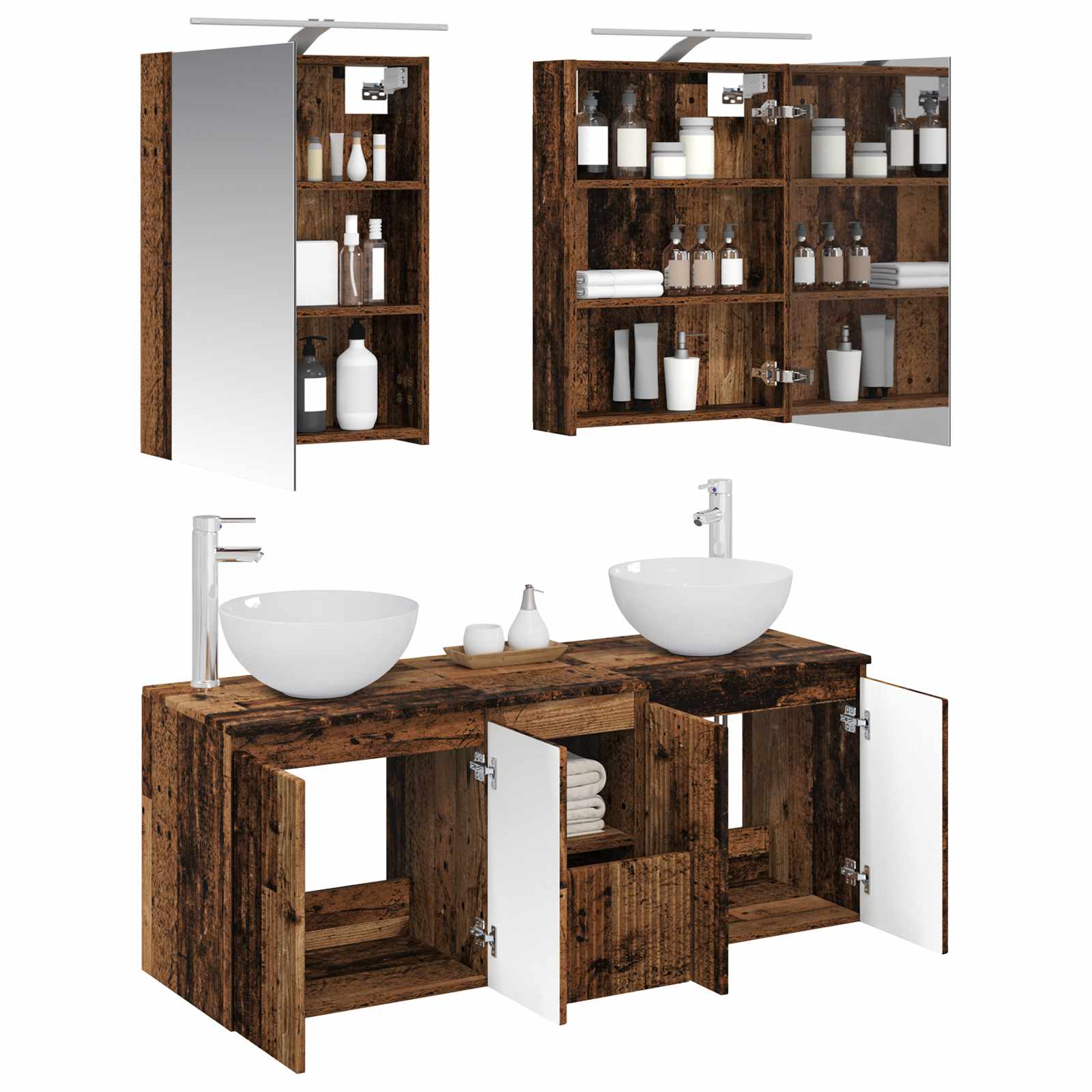 vidaXL Bathroom Cabinet Set 5 pcs Old Wood Engineered Wood 3