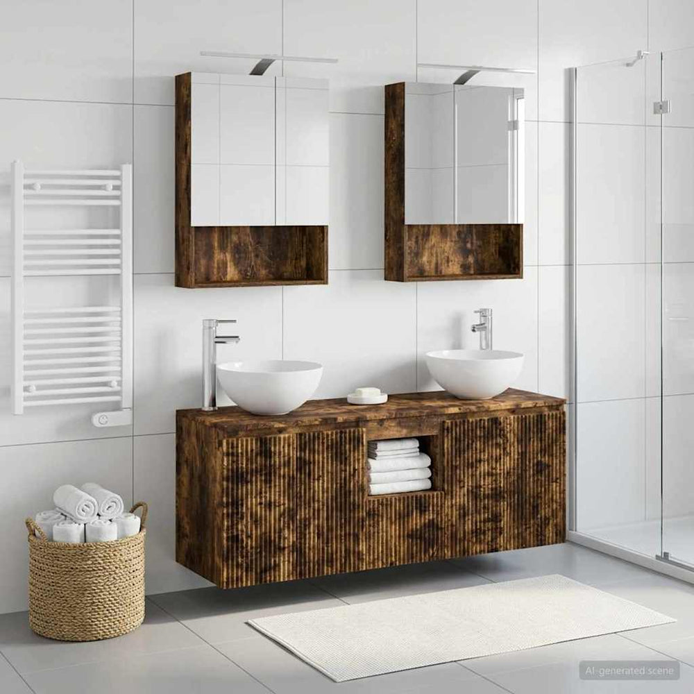 vidaXL Bathroom Cabinet Set 5 pcs Smoked Oak Engineered Wood