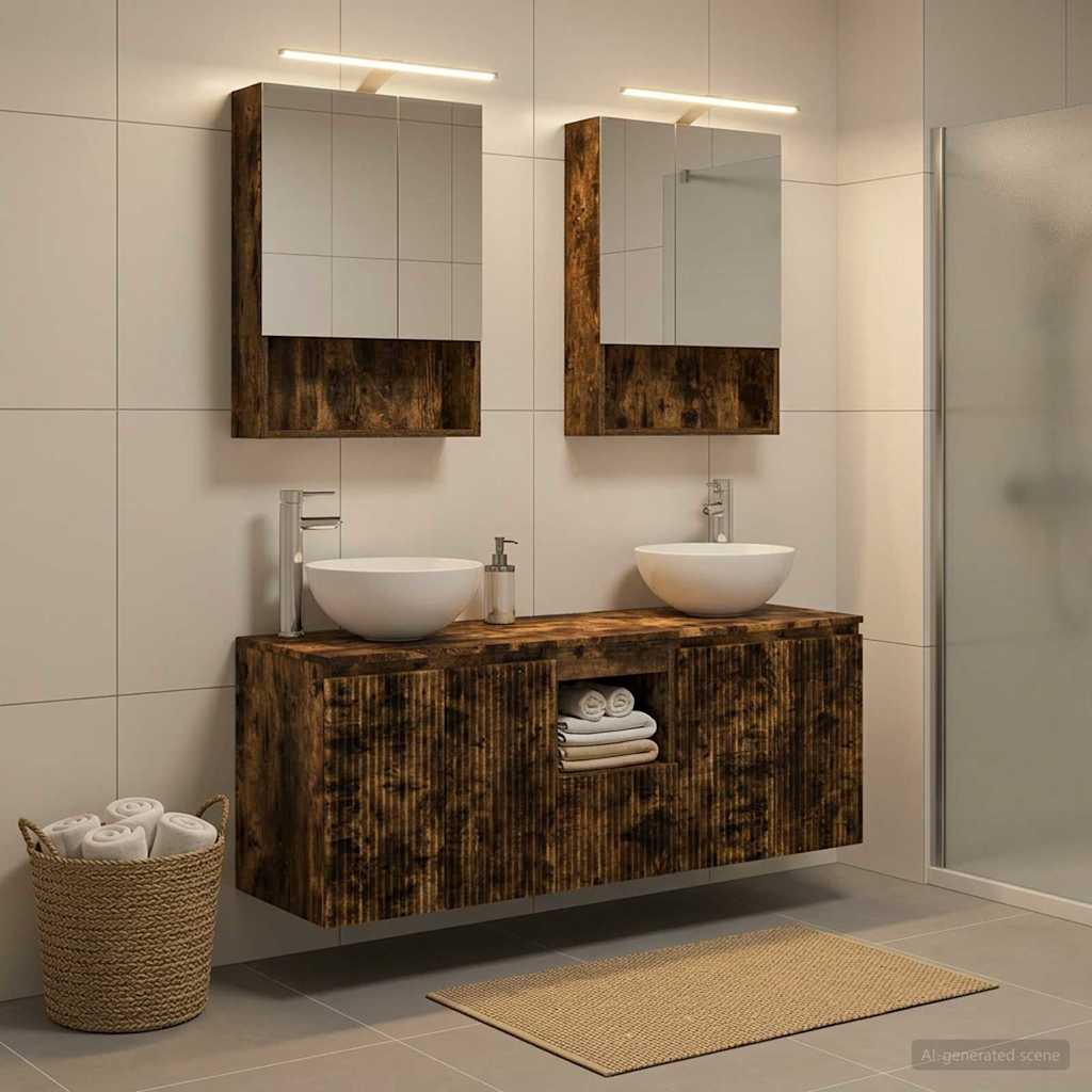 vidaXL Bathroom Cabinet Set 5 pcs Smoked Oak Engineered Wood 4