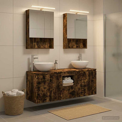 vidaXL Bathroom Cabinet Set 5 pcs Smoked Oak Engineered Wood 4
