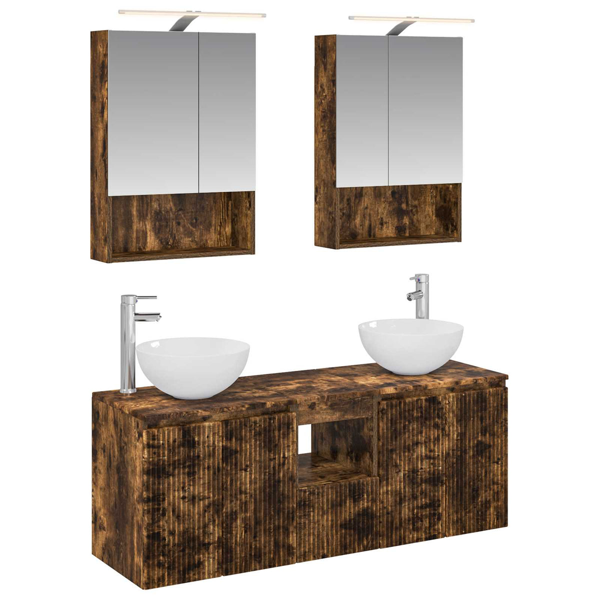 vidaXL Bathroom Cabinet Set 5 pcs Smoked Oak Engineered Wood 2