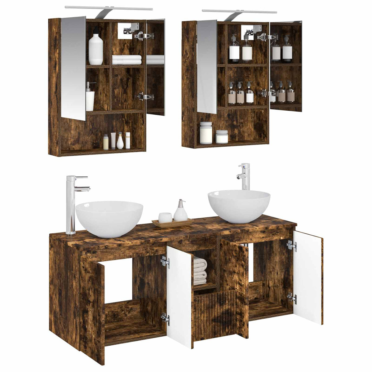 vidaXL Bathroom Cabinet Set 5 pcs Smoked Oak Engineered Wood 3
