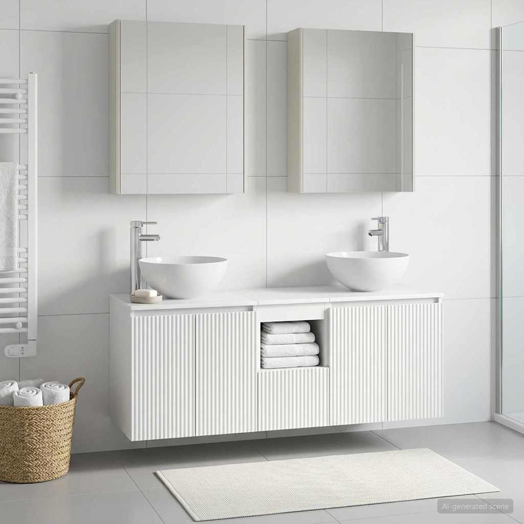 vidaXL Bathroom Cabinet Set 5 pcs White Engineered Wood 4