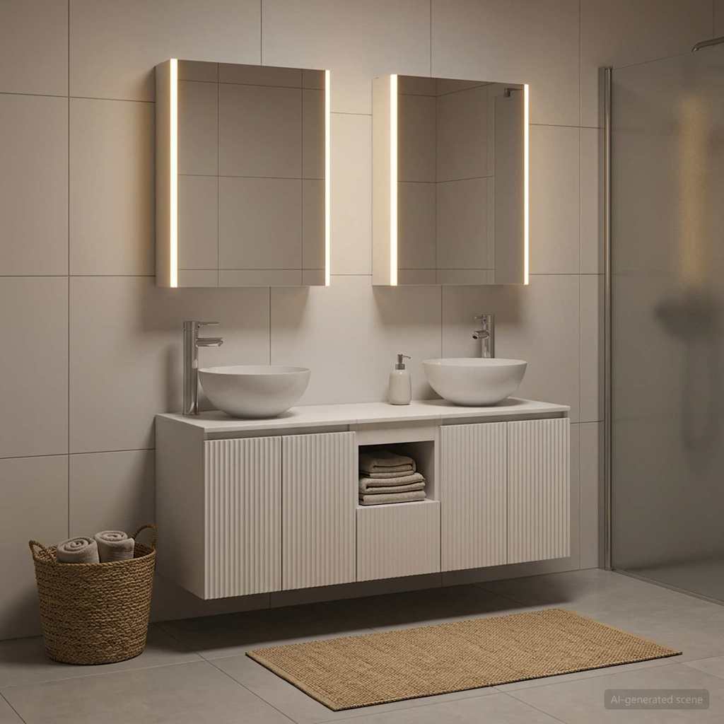 vidaXL Bathroom Cabinet Set 5 pcs White Engineered Wood 1