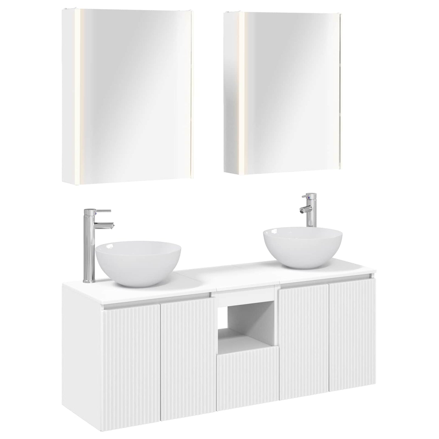 vidaXL Bathroom Cabinet Set 5 pcs White Engineered Wood 2