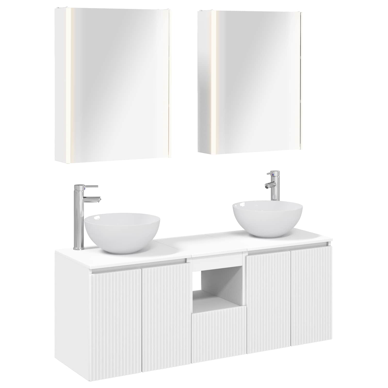 vidaXL Bathroom Cabinet Set 5 pcs White Engineered Wood 2