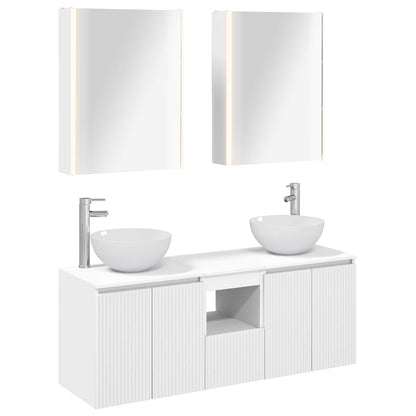 vidaXL Bathroom Cabinet Set 5 pcs White Engineered Wood 2