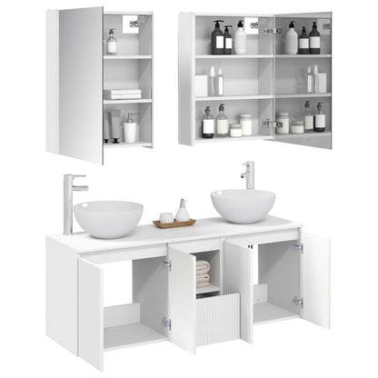 vidaXL Bathroom Cabinet Set 5 pcs White Engineered Wood 3
