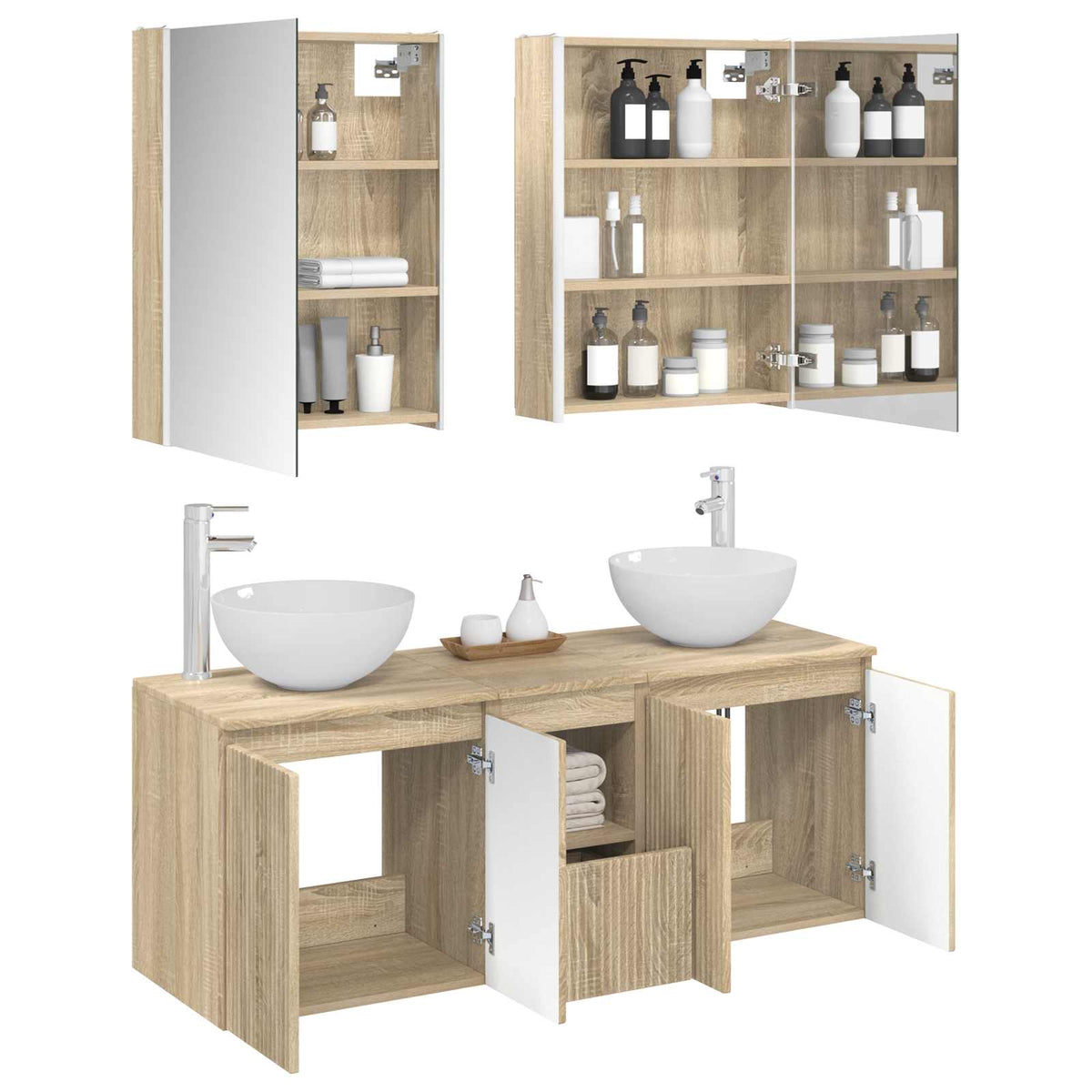 Bathroom Cabinet Set 5 pcs 53 x 15.5 x 70 cm Sonoma oak