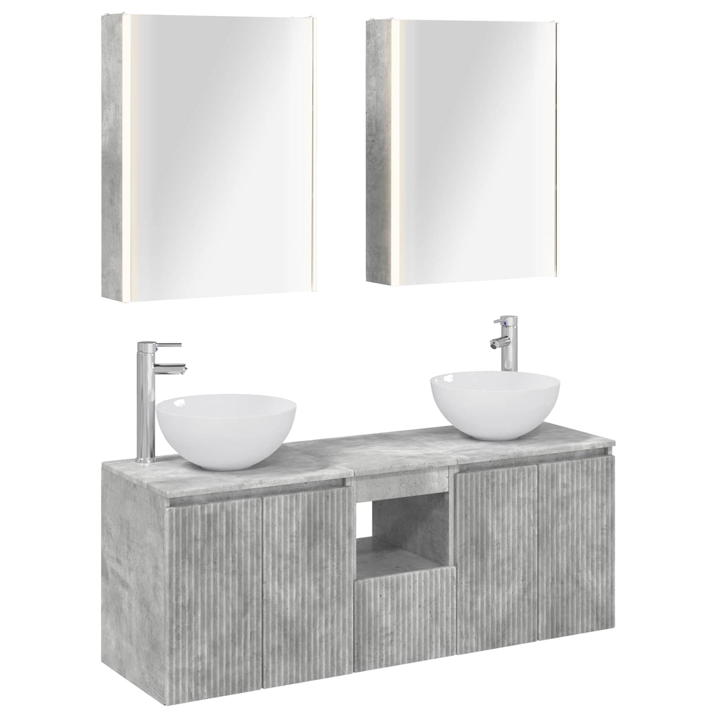 vidaXL Bathroom Cabinet Set 5 pcs Concrete Grey Engineered Wood 2
