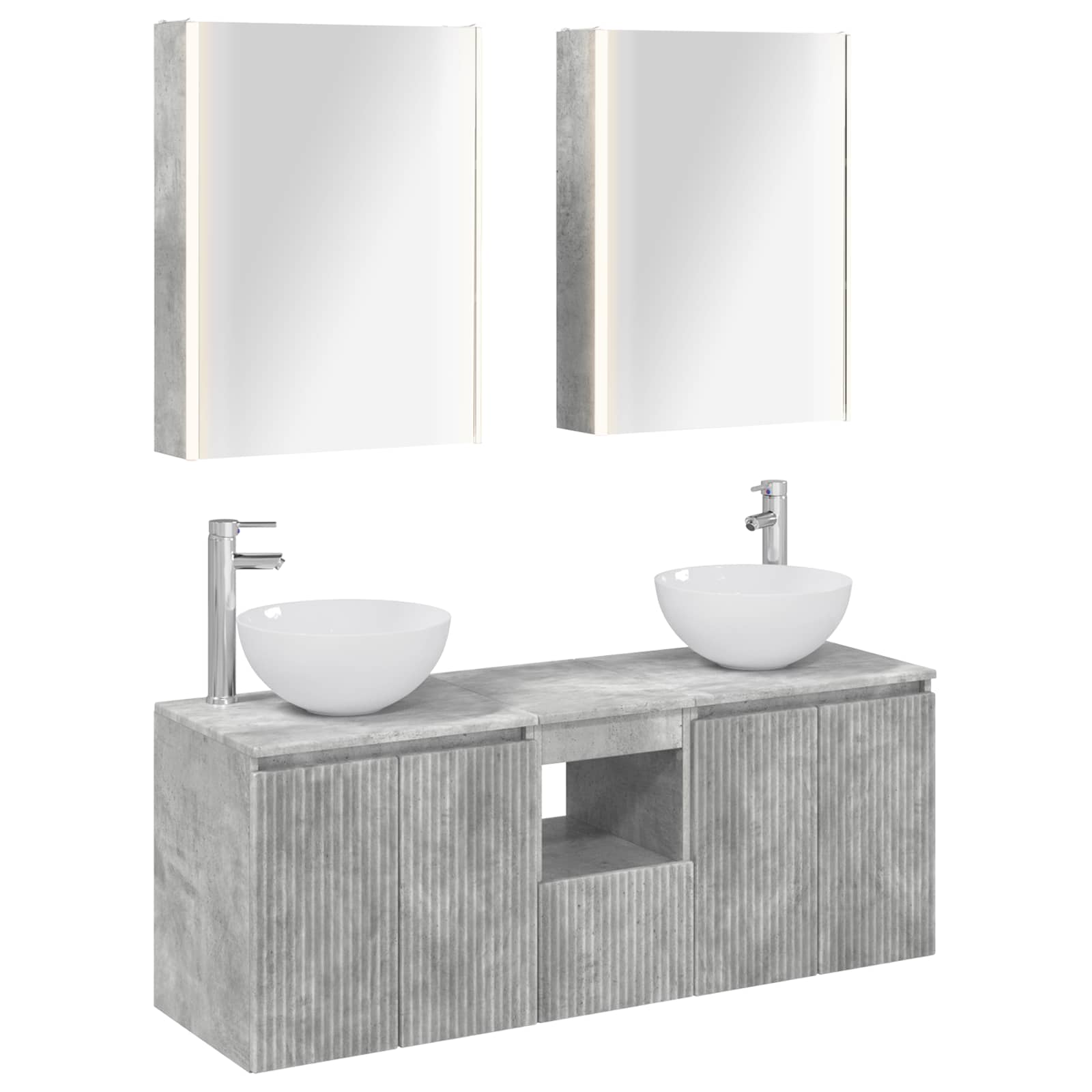 vidaXL Bathroom Cabinet Set 5 pcs Concrete Grey Engineered Wood 2
