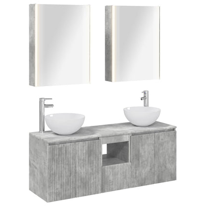 vidaXL Bathroom Cabinet Set 5 pcs Concrete Grey Engineered Wood 2