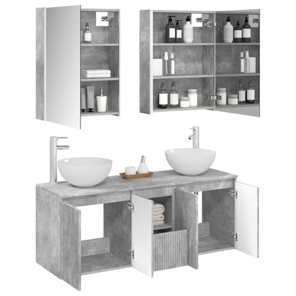 vidaXL Bathroom Cabinet Set 5 pcs Concrete Grey Engineered Wood 3