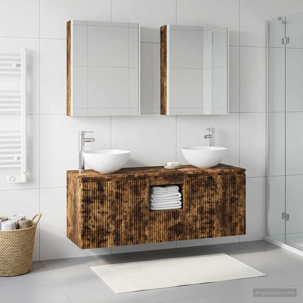 vidaXL Bathroom Cabinet Set 5 pcs Smoked Oak Engineered Wood 4