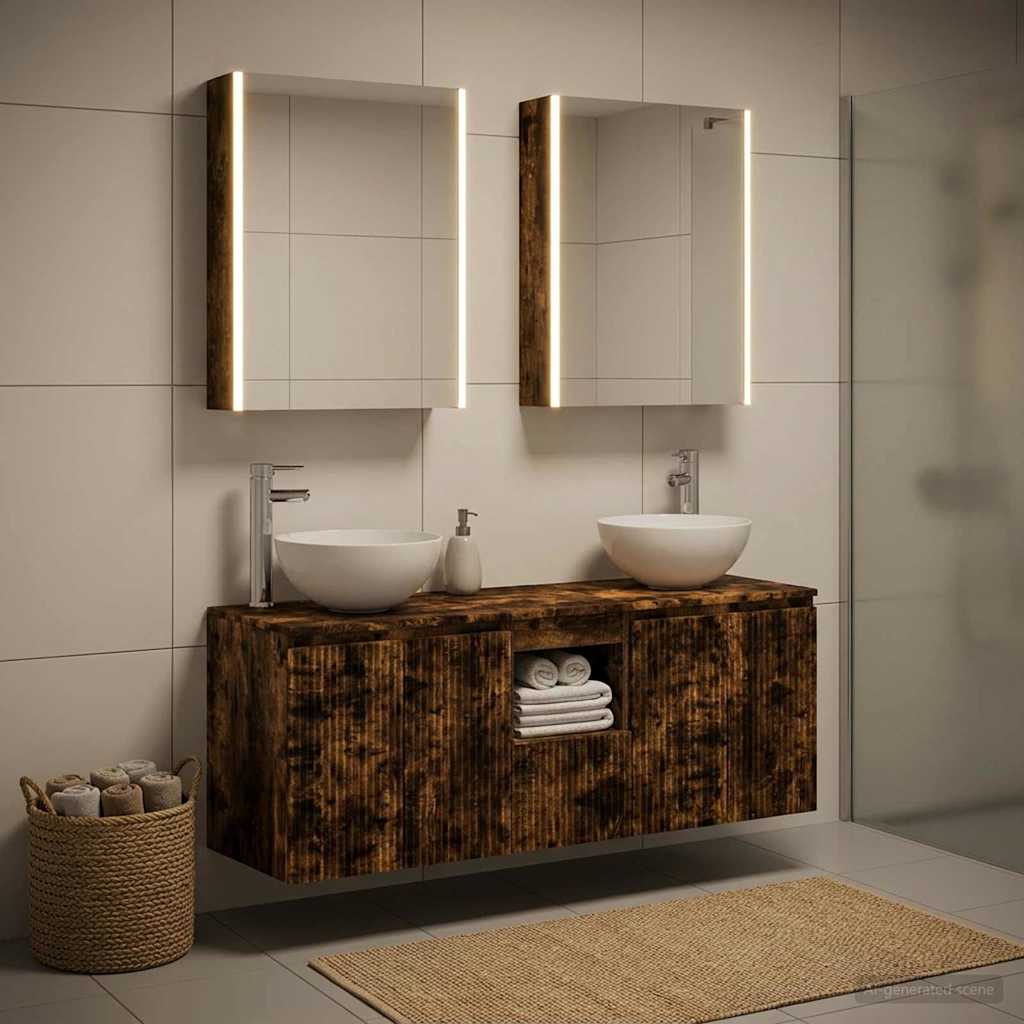 vidaXL Bathroom Cabinet Set 5 pcs Smoked Oak Engineered Wood 1