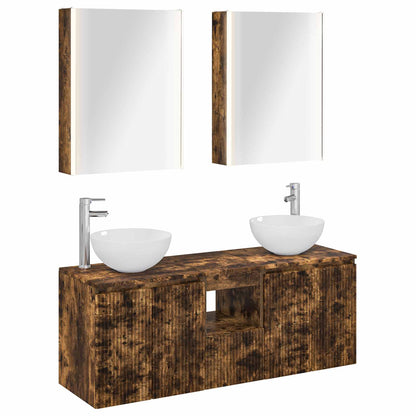 vidaXL Bathroom Cabinet Set 5 pcs Smoked Oak Engineered Wood 2