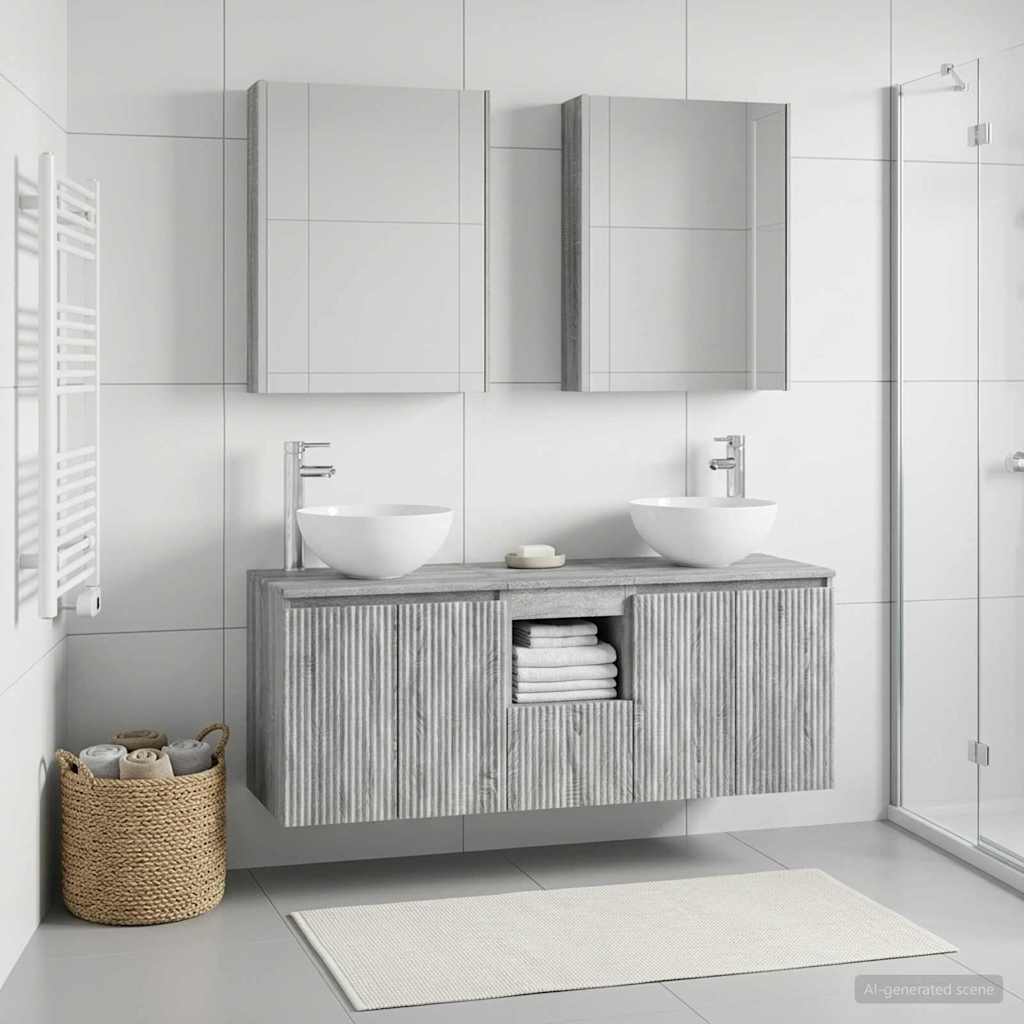 Bathroom Cabinet Set 5 pcs 53 x 15.5 x 70 cm Grey Sonoma