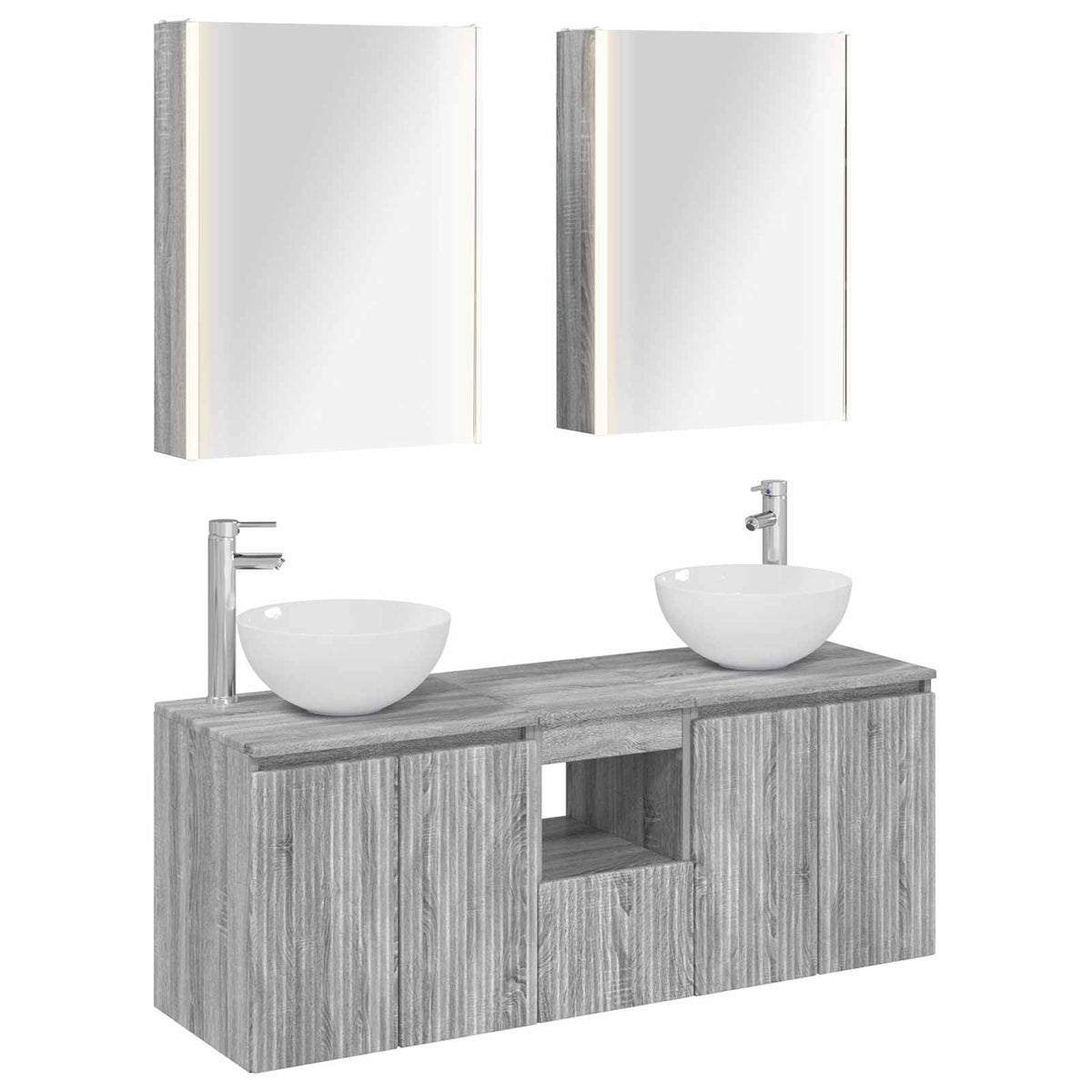 vidaXL Bathroom Cabinet Set 5 pcs Grey Sonoma Engineered Wood 2