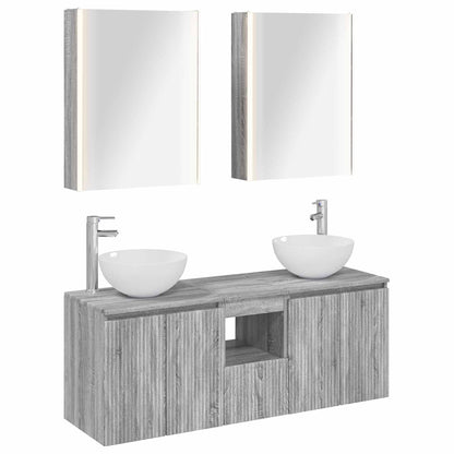 Bathroom Cabinet Set 5 pcs 53 x 15.5 x 70 cm Grey Sonoma