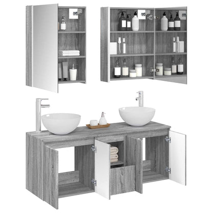 vidaXL Bathroom Cabinet Set 5 pcs Grey Sonoma Engineered Wood 3