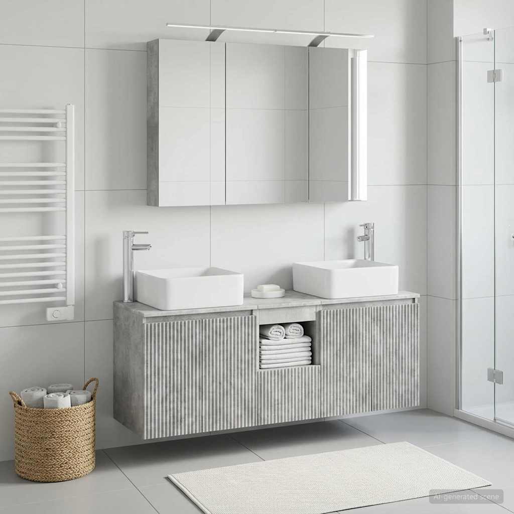vidaXL Bathroom Cabinet Set 4 pcs Concrete Grey Engineered Wood 1