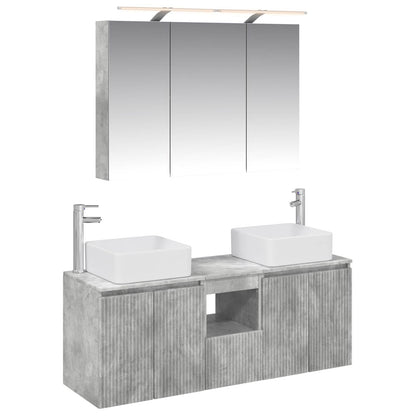 vidaXL Bathroom Cabinet Set 4 pcs Concrete Grey Engineered Wood 2