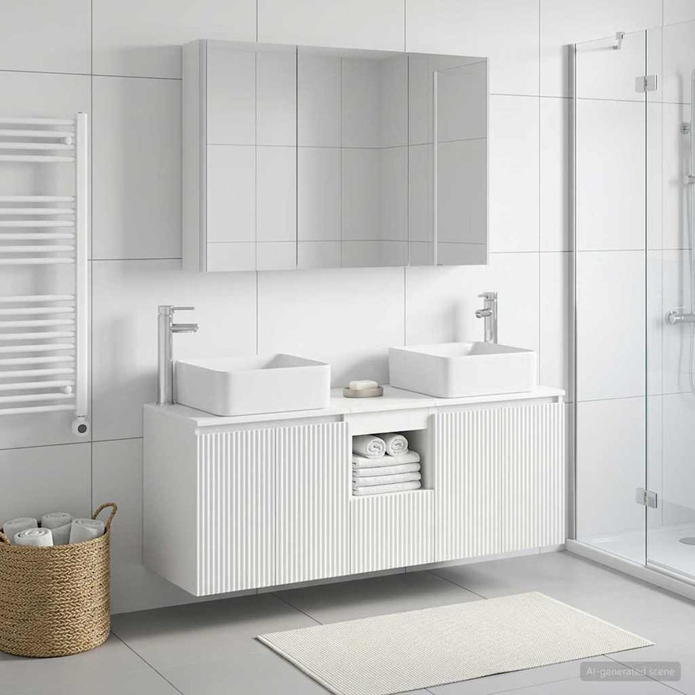 vidaXL Bathroom Cabinet Set 4 pcs White Engineered Wood