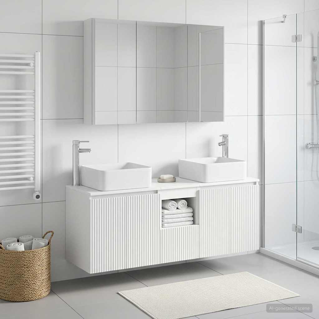 vidaXL Bathroom Cabinet Set 4 pcs White Engineered Wood 1